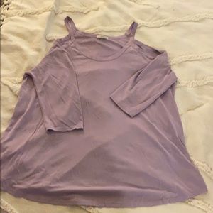 3/4 Sleeve Purple Cold Shoulder Top